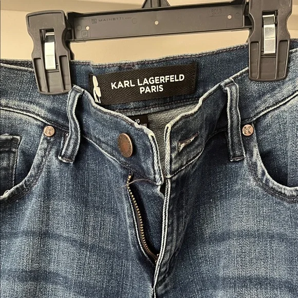 Karl Lagerfeld Dark Blue Skinny Jeans with Pearl Studs - Picture 2 of 6